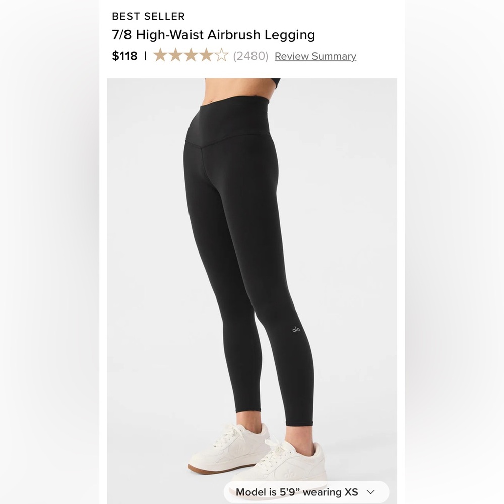 Alo Yoga 7/8 HIGH-WAIST AIRBRUSH LEGGING Black XS